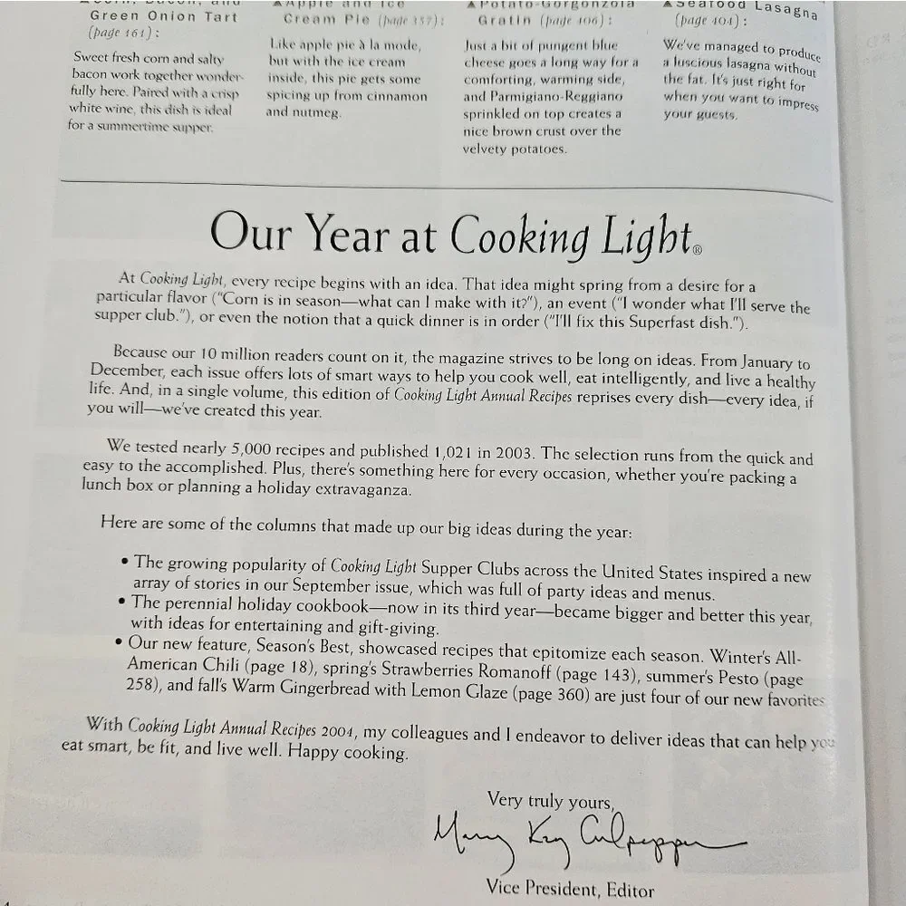 NWOT Cooking Light 2004 Hardback Cookbook